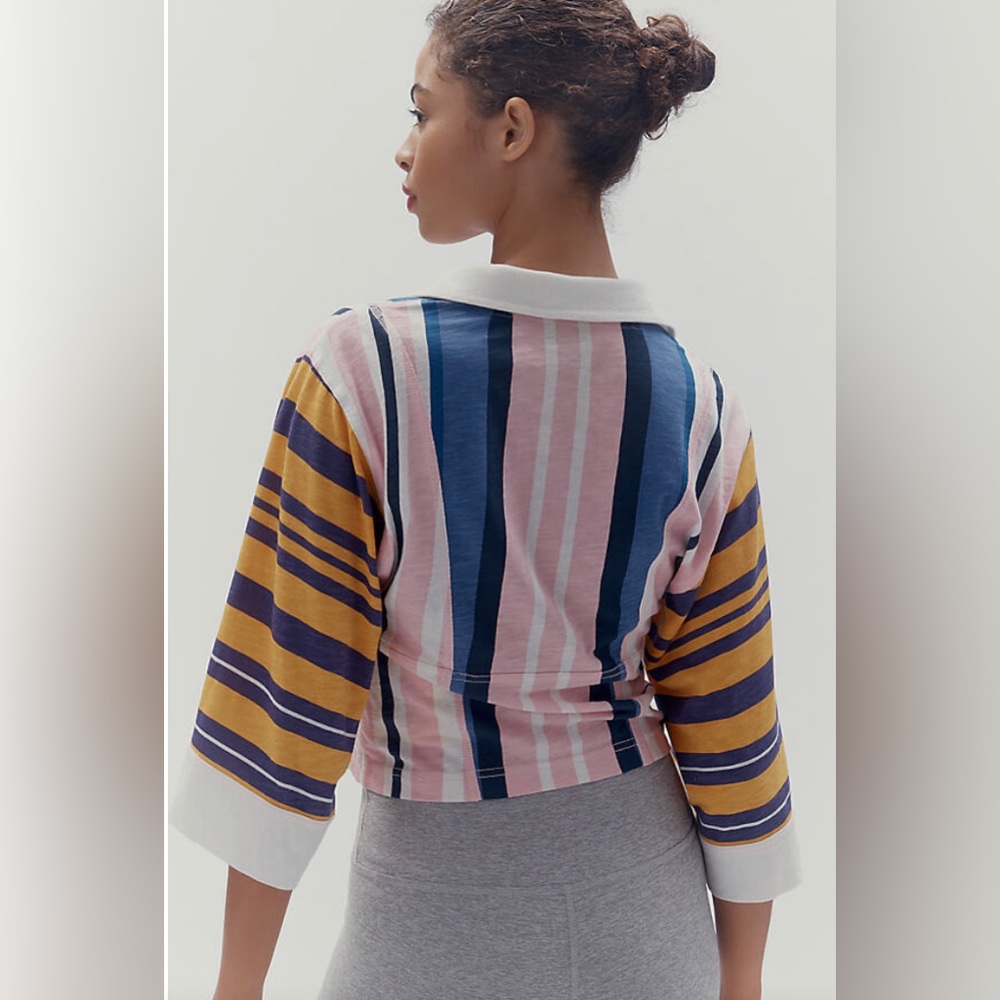 Anthropologie Pilcro Women’s Rugby Polo Wide 3/4 Sleeves Top Size XL - Picture 4 of 10